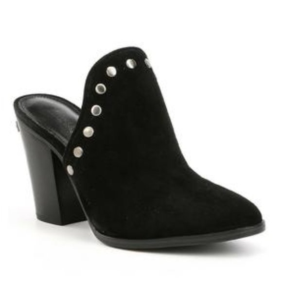 Michael Kors Shoes - Michael Kors Louise Black Suede Studded Slip on Mules Clogs Size 10